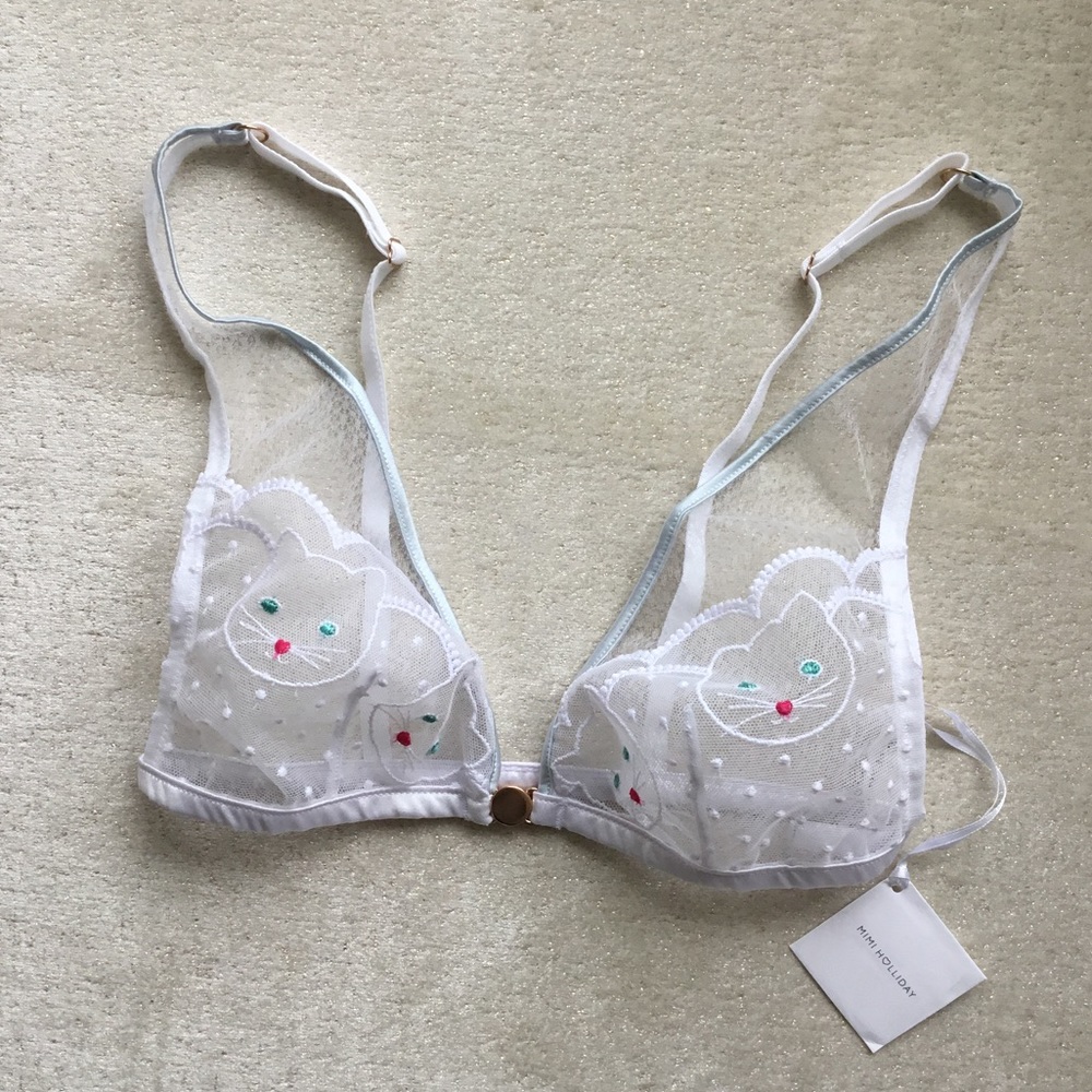 NWT Mimi Holliday Kitty Creme Front-Fastening Triangle Bra